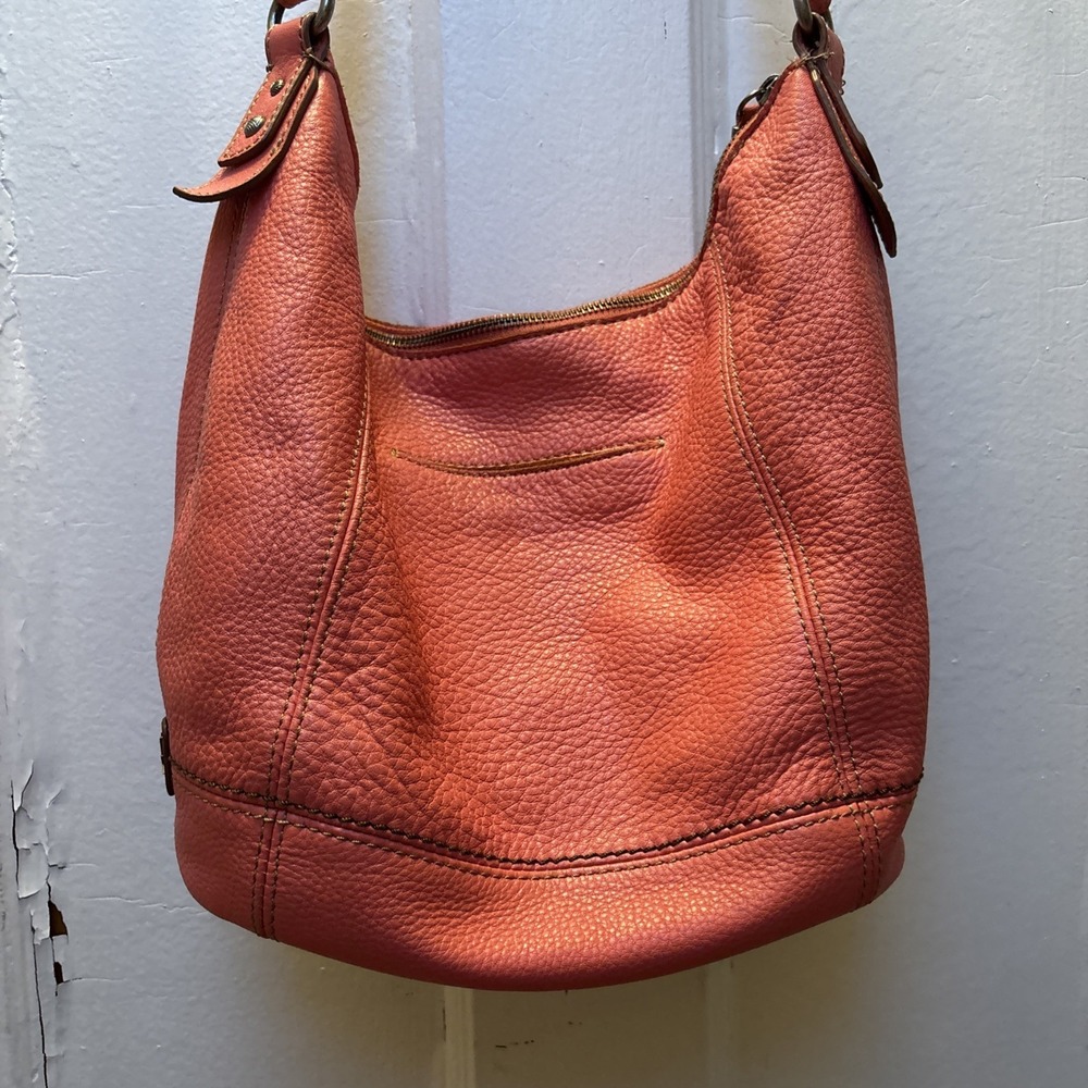 The Sak Leather Handbag Coral 14 X 10" - Picture 7 of 15
